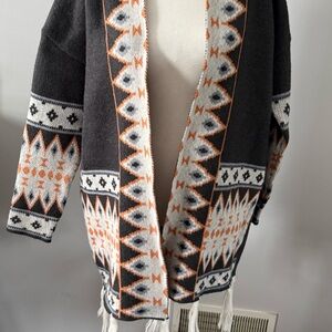 Belinda Knit Sweater with Orange and Gray Accents